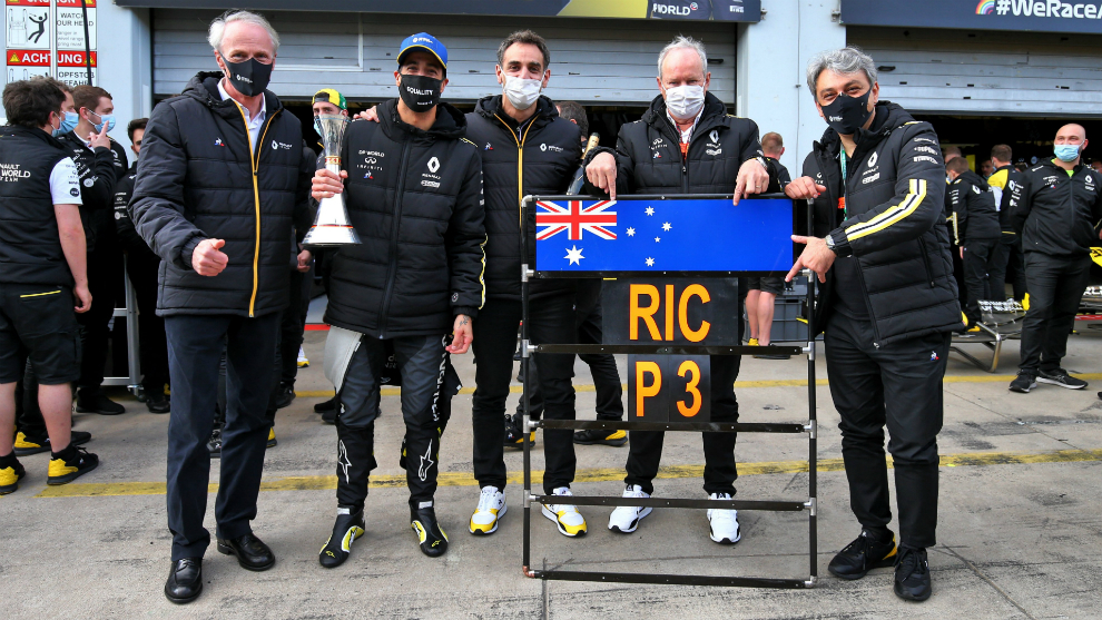 Renault celebra el tercer puesto de Ricciardo en el GP de Eifel.