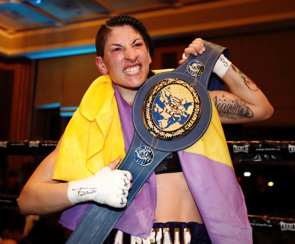 Miriam Gutirrez, tras proclamarse campeona del mundo.