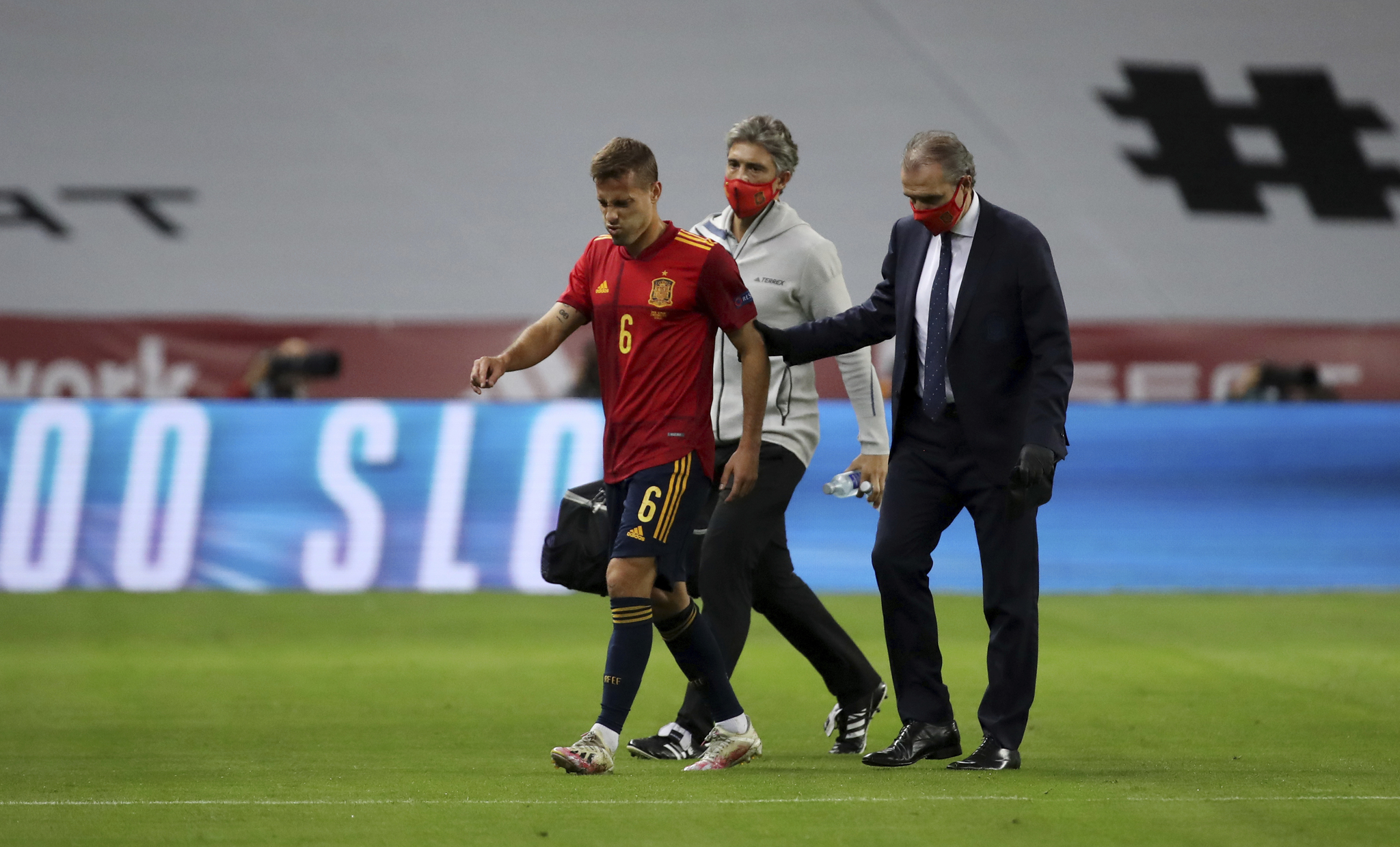 Canales, retirndose lesionado del partido ante Alemania