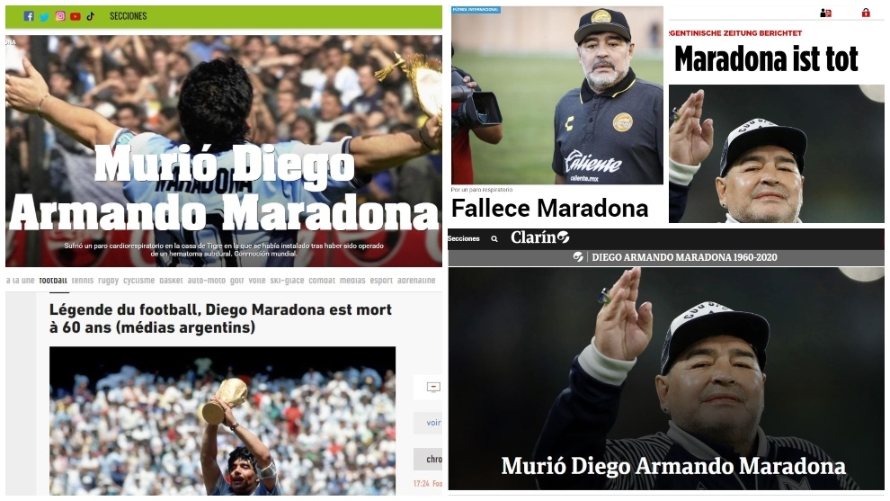 Muere Maradona: conmoción en la prensa mundial tras el adiós del Pelusa - Diego Armando Maradona ha fallecido a los 60 años... | MARCA.com