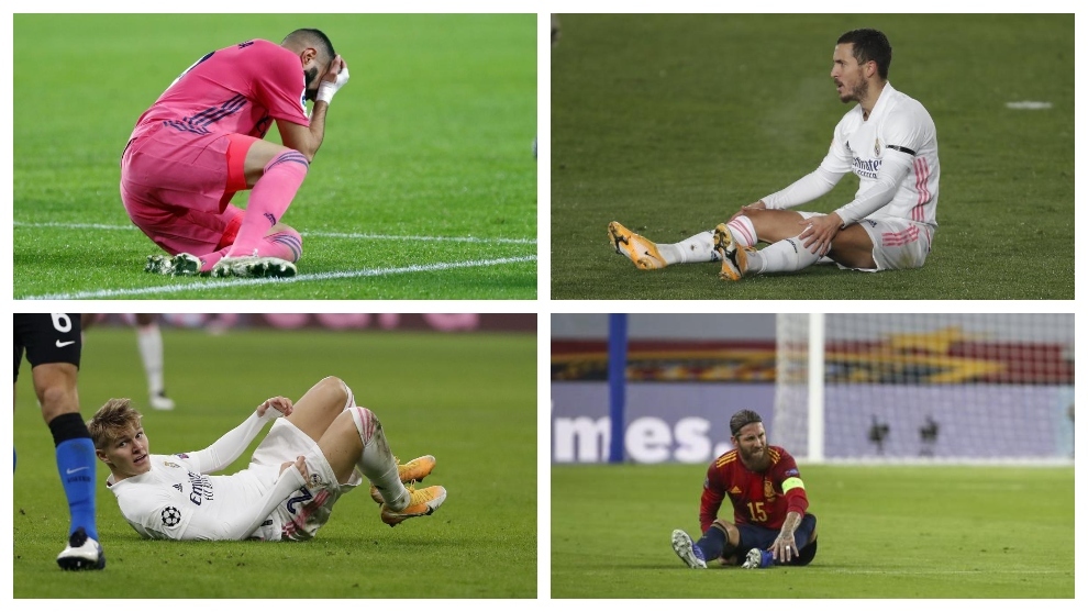 Benzema, Hazard, Odegaard y Ramos, algunos de los lesionados de esta...
