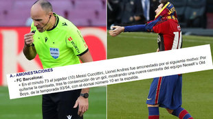 El detalle friki del acta de Mateu Lahoz con la amarilla a Messi por quitarse la camiseta