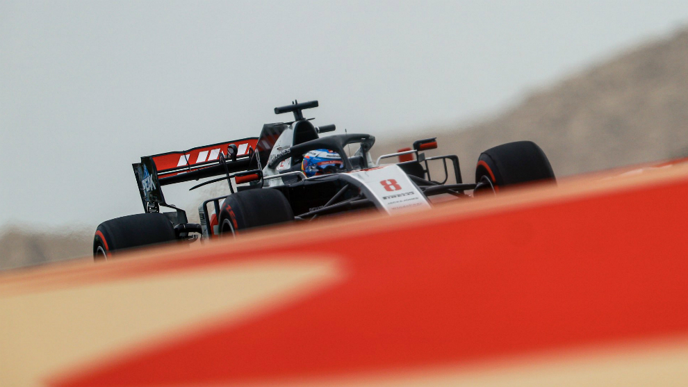 Grosjean, en la FP3 del GP de Bahrin.
