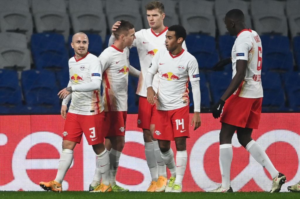 Los jugadores del Leipzig celebran el triunfo en Estambul