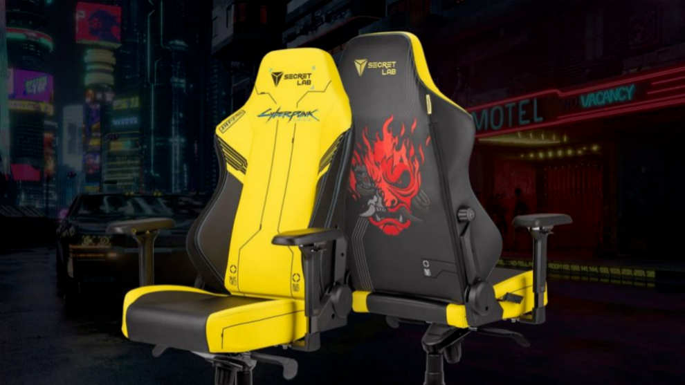 La nueva silla de Secretlab est salpicada por motivos de Cyberpunk 2077.