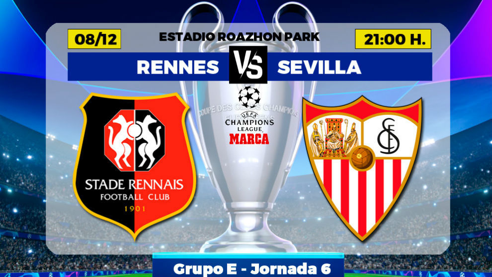Rennes - Sevilla: horario y dónde ver por televisión hoy el partido de la jornada 6 de Liga de Campeones.
