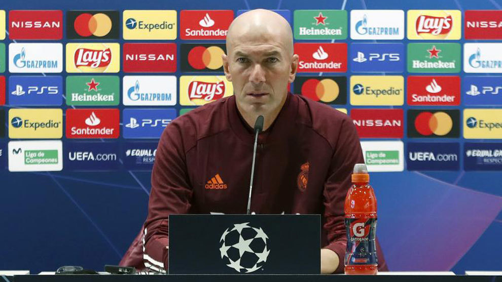 Zinedine Zidane, durante una rueda de prensa de la Champions