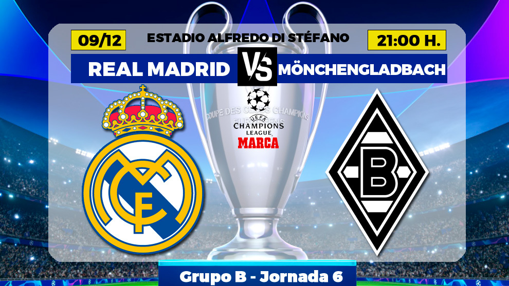 Real Madrid - Borussia Mönchengladbach: horario y donde ver hoy por TV el partido de Champions