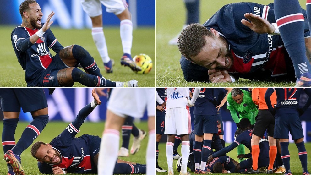Neymar sufre dura entrada y abandona el césped en camilla.