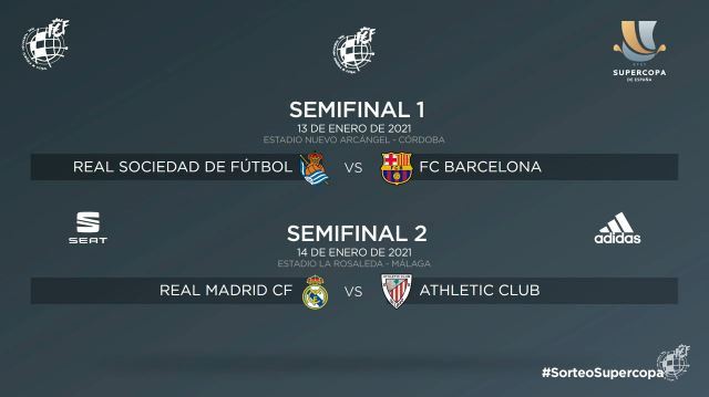 Supercopa de España 2020: El sorteo de la Supercopa de España: Real  Sociedad-Barcelona y Real Madrid-Athletic | Marca
