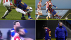 Messi, recibiendo faltas, en la expulsin y con Koeman