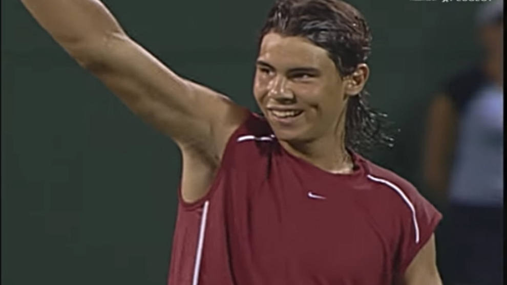 Nadal en marzo de 2004 tras ganar a Federer en Miami.