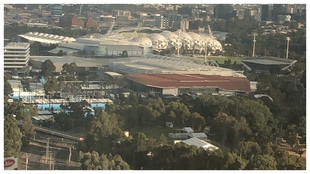 Una vista area de las pistas del Melbourne Park.