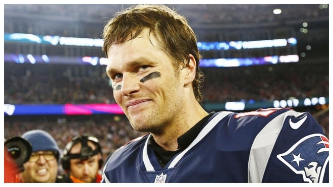 Tom Brady con la camiseta de los Patriots en el Super Bowl.