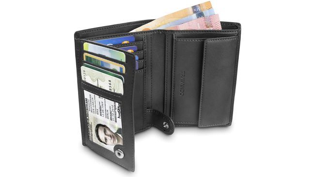 Cartera Tarjeta de Crédito CoKu Cartera Acero Inoxidable con 6 Ranuras para Tarjetas Bloqueo RFID Negro Cepillado Tarjetero para Tarjetas de Crédito 