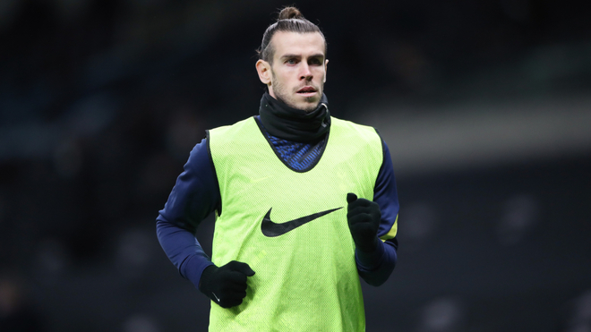 Bale, en un entrenamiento con el Tottenham
