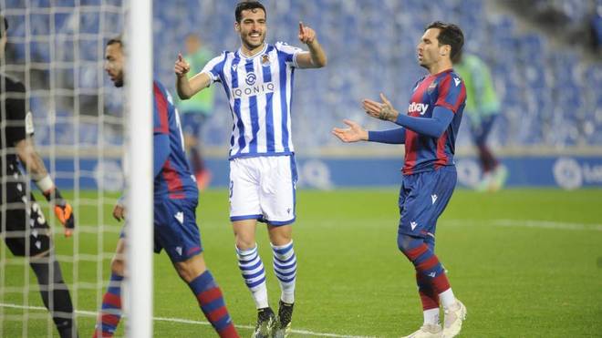 Merino celebra el gol que dio la victoria a la Real Sociedad.