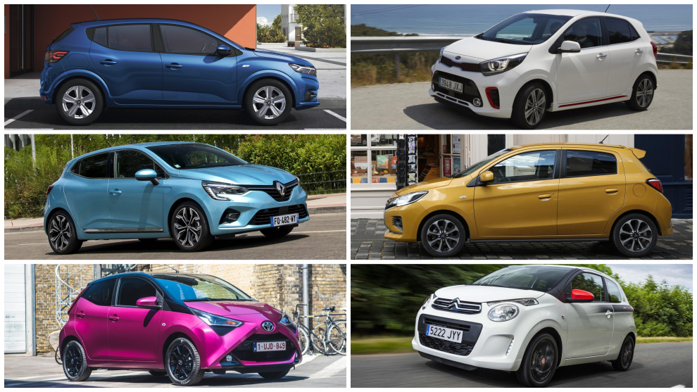 Dacia Sandero, Kia Picanto, Renault Clio, Mitsubishi Space Star, Toyota Aygo y Citroën C1.