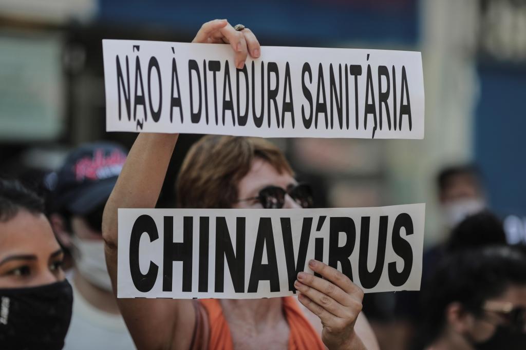 Manifestacin contra la 'dictadira sanitaria' de seguidores del primer ministro de Brasil, el ultraderechista Jair Bolsonaro