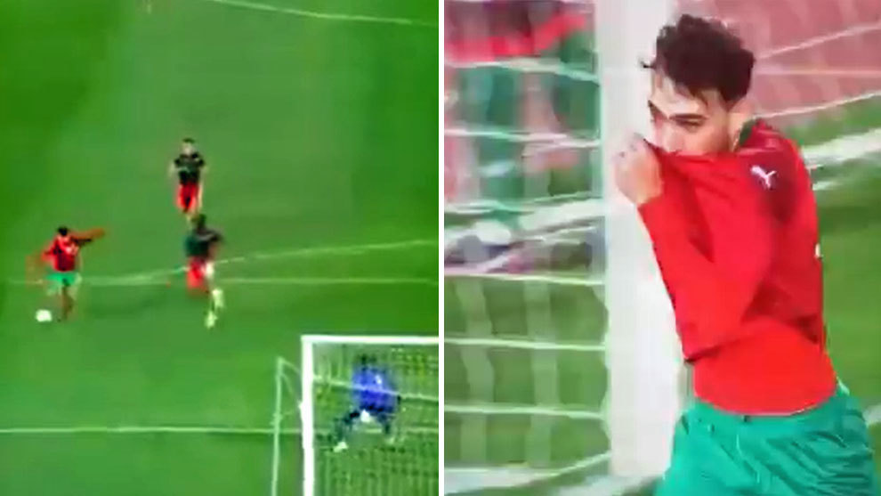 Munir marca su primer gol con Marruecos y lo celebra... ¡besándose el escudo!