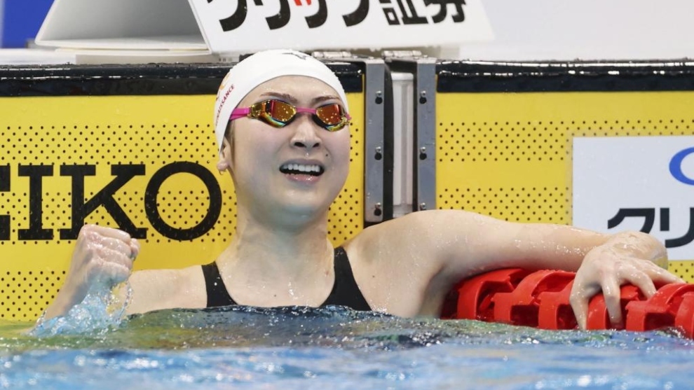 Rikako Ikee celebra su clasificación para los Juegos de Tokio.