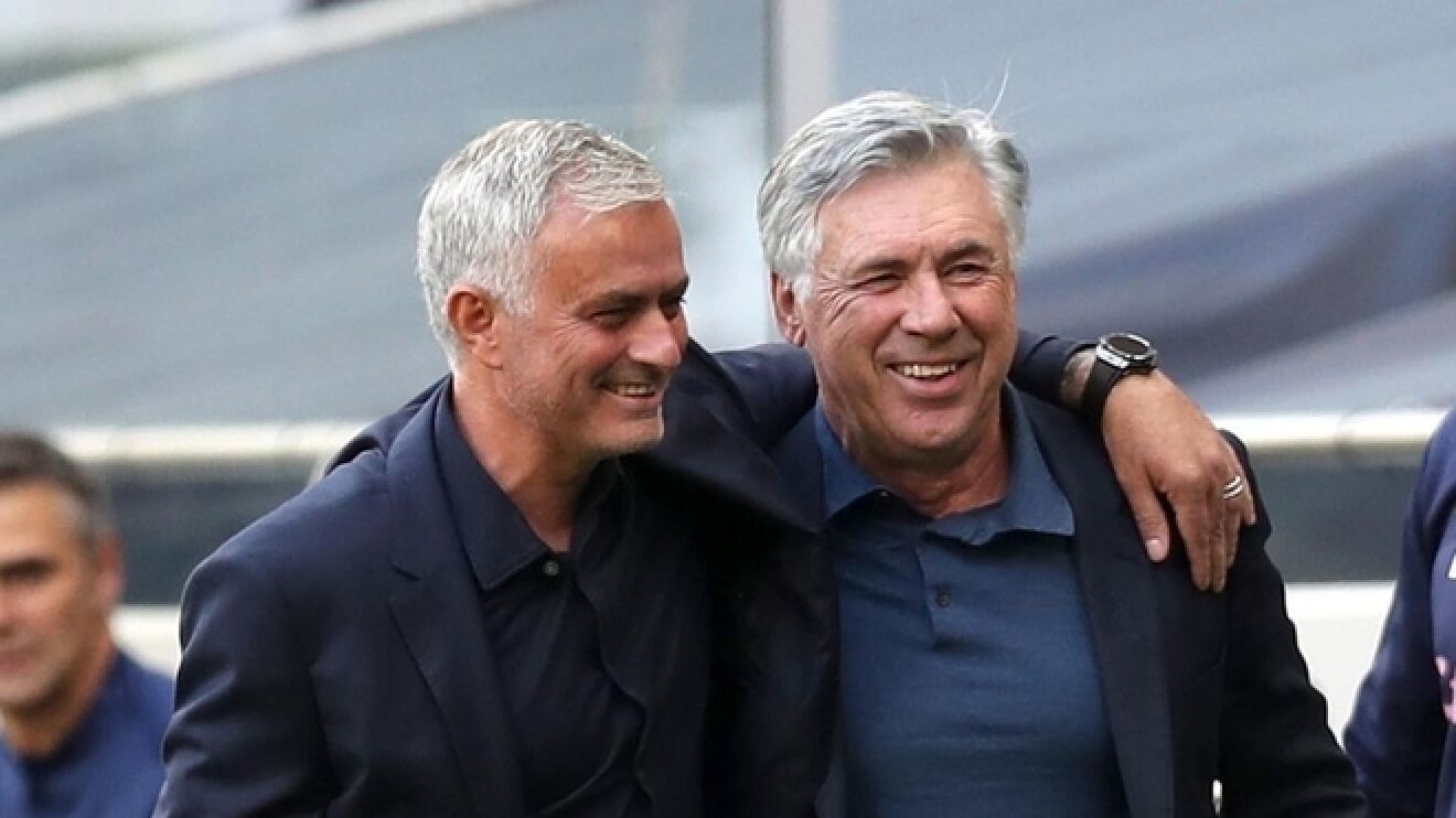 Jose Mourinho and Carlo Ancelotti when Tottenham and Everton met in the Premier League earlier this season