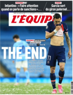 The front cover of L'Equipe on Wednesday, May 5.