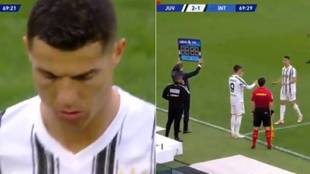 La genial actitud de Cristiano cuando le cambian por Morata... en un Juventus-Inter y con 2-1!