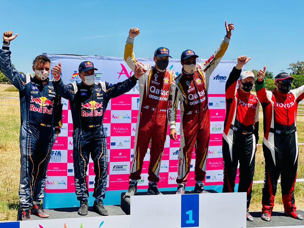 Al-Attiyah/Baumel, Sainz/Cruz y Al-Rajhi/Von Zitzewitz, podio del Rally Andaluca 2021