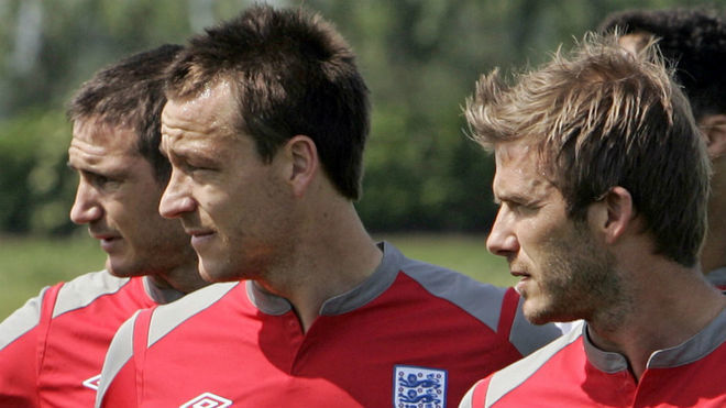 Lampard, Terry y Beckham en su etapa con la seleccin inglesa.