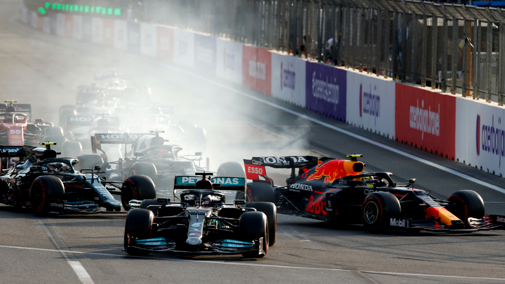 El fallo de Hamilton en la resalida del GP de Azerbaiyán.