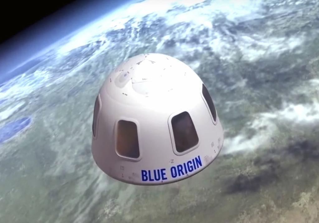 Capsula de la compañía Blue Origin con la que pretende llevar turistas al espacio
