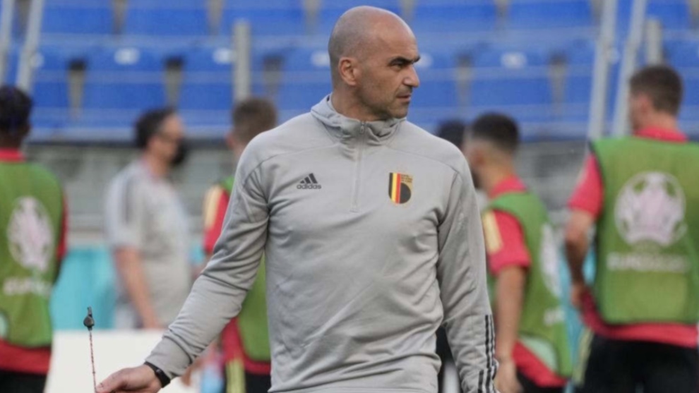 Roberto Martínez (48) durante un entrenamiento con Bélgica.