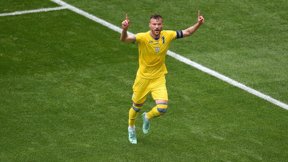 Yarmolenko celebra su gol ante Macedonia del Norte.
