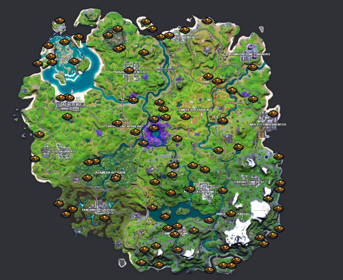 El mapa con la localizacin de todas las hogueras de Fortnite