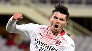 Brahim celebra un gol con el Milan la temporada pasada