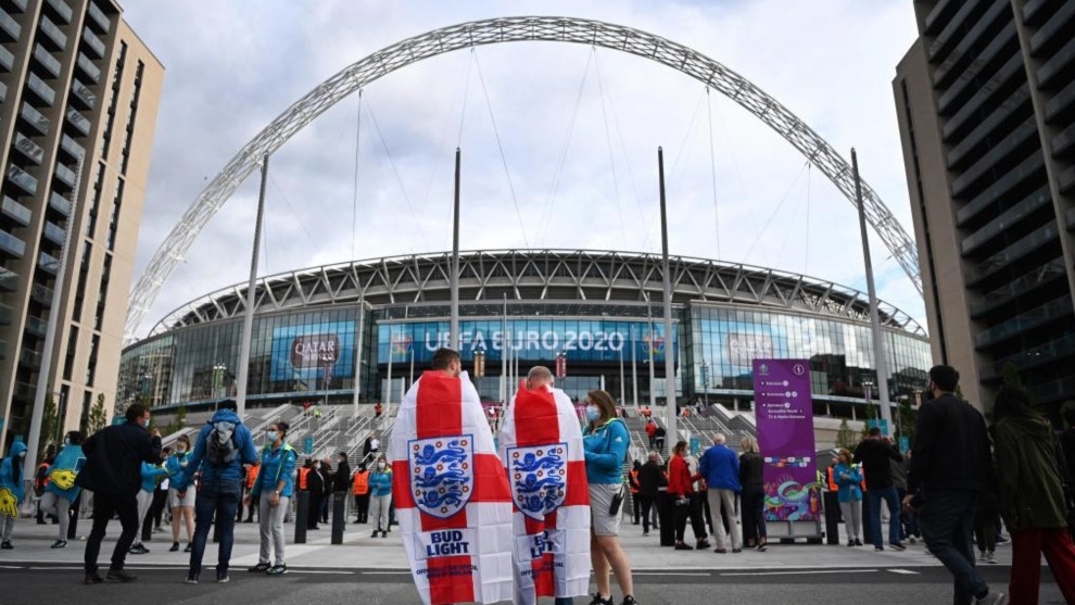 Aficionados ingleses en los alrededores de Wembley durante la Eurocopa.