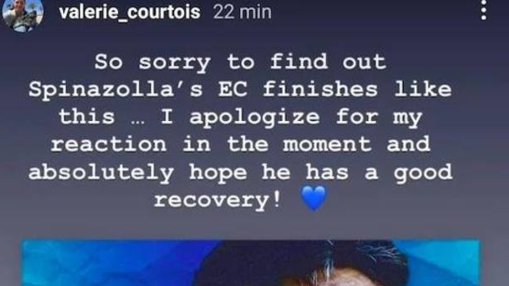 Courtois' sister apologises to Spinazzola.