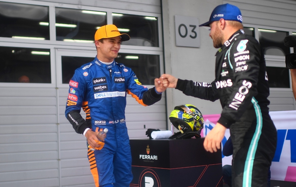 Lando Norris y Valtteri Bottas en el GP de Austria
