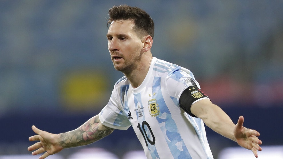 Lionel Messi celebrates scoring his side's third goal against Ecuador during a Copa America quarterfinal.