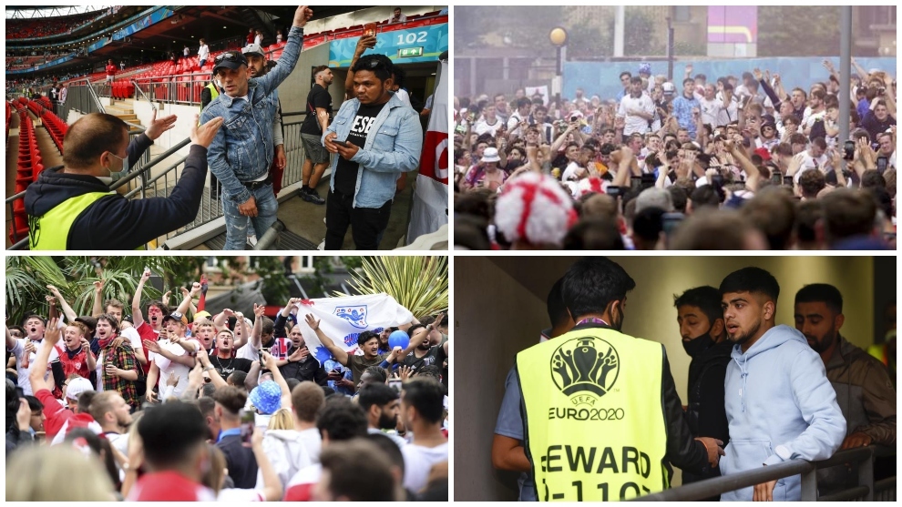 Chaos at Wembley as hundreds of fans charge through without tickets