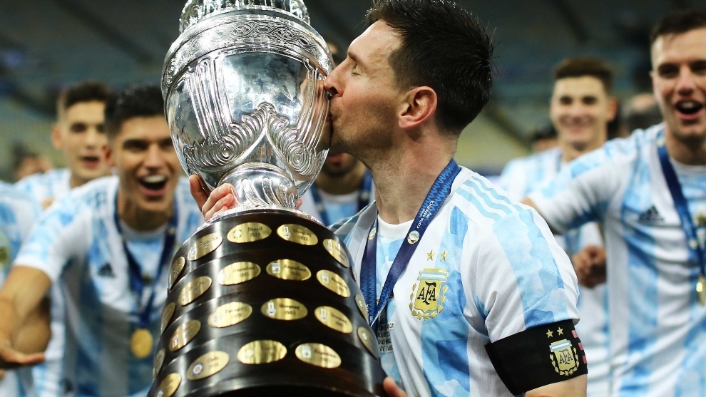 Leo Messi (34) celebra la victoria en la Copa América.