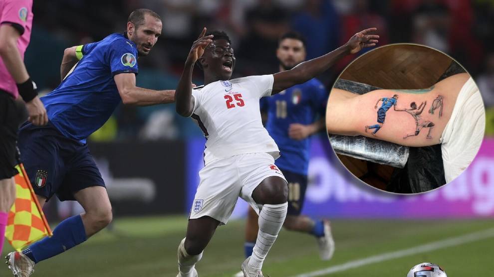 Italy's famous tattoo artist does it again with Chiellini's grab on Saka