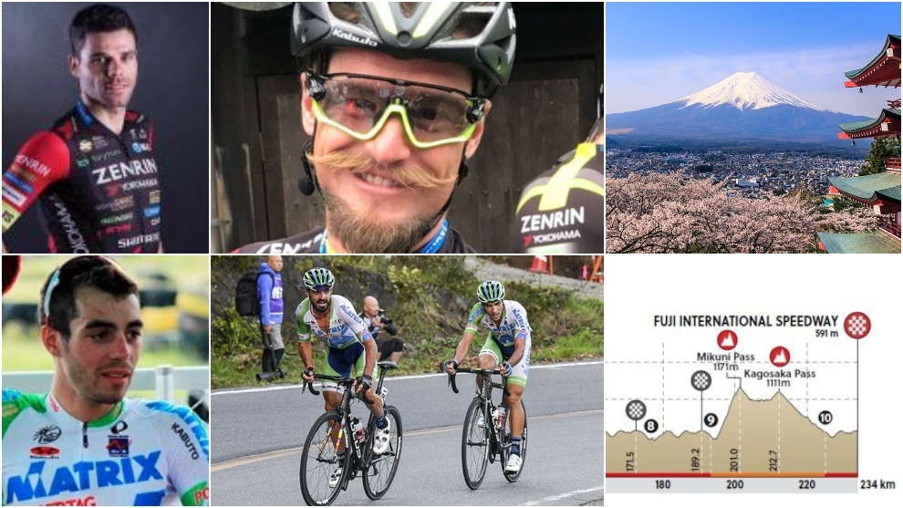 Montaje con los ciclistas españoles que han competido en Japón