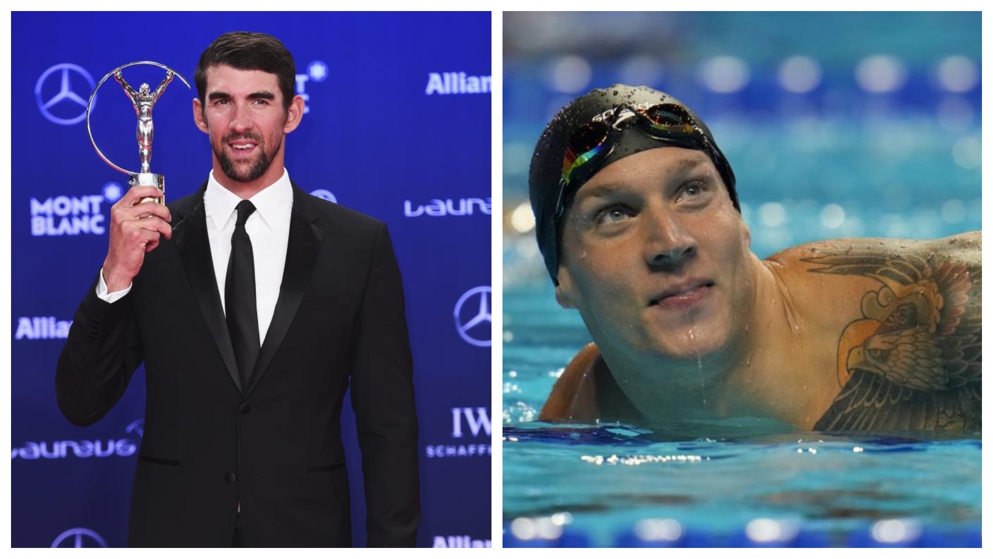 Michael Phelps con el Laureus, y Caeleb Dressel en los Trials de EE.UU.