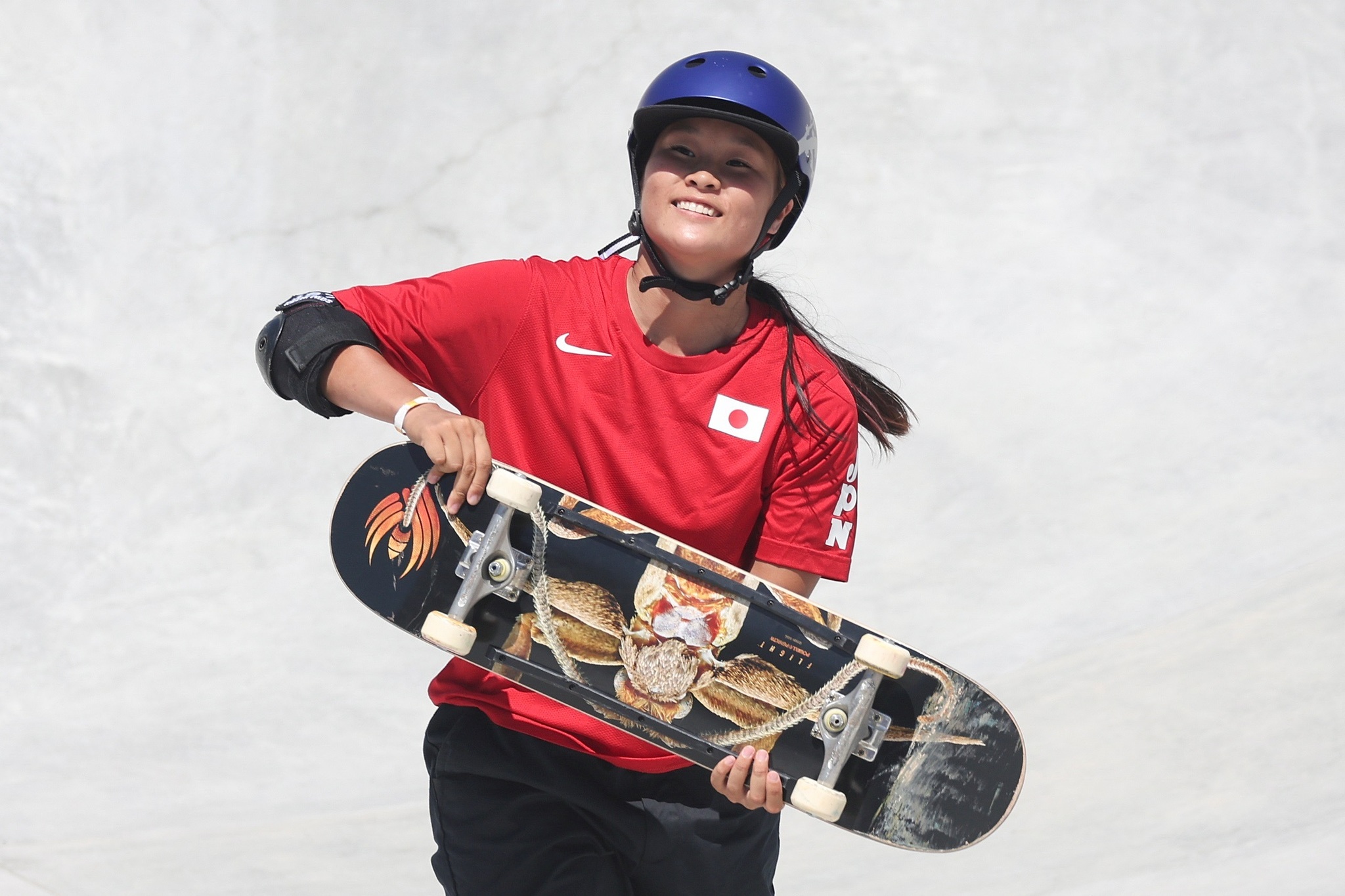 Japan's Sakura Yosozumi during the women's park skateboarding event.