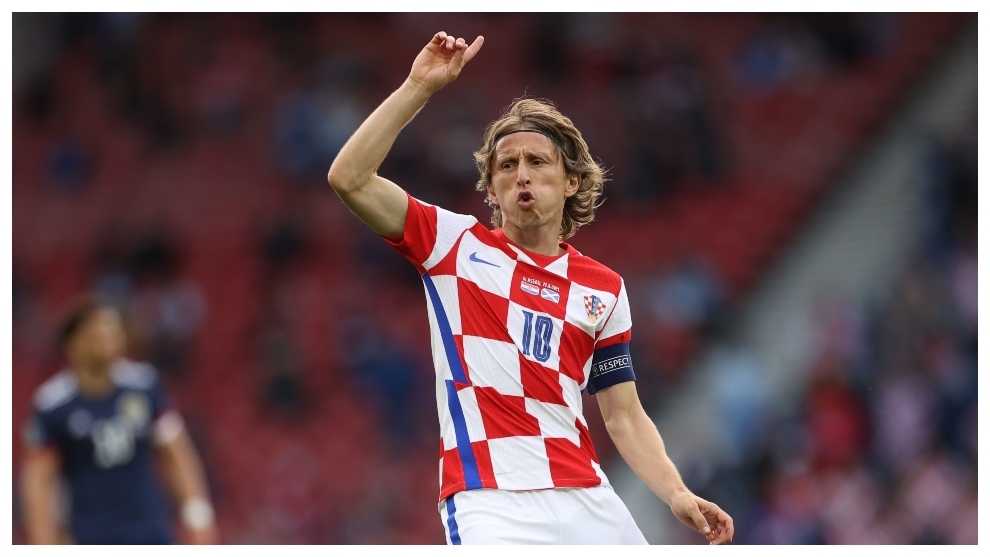 Modric, tras marcar con Croacia en la Euro ante Escocia.