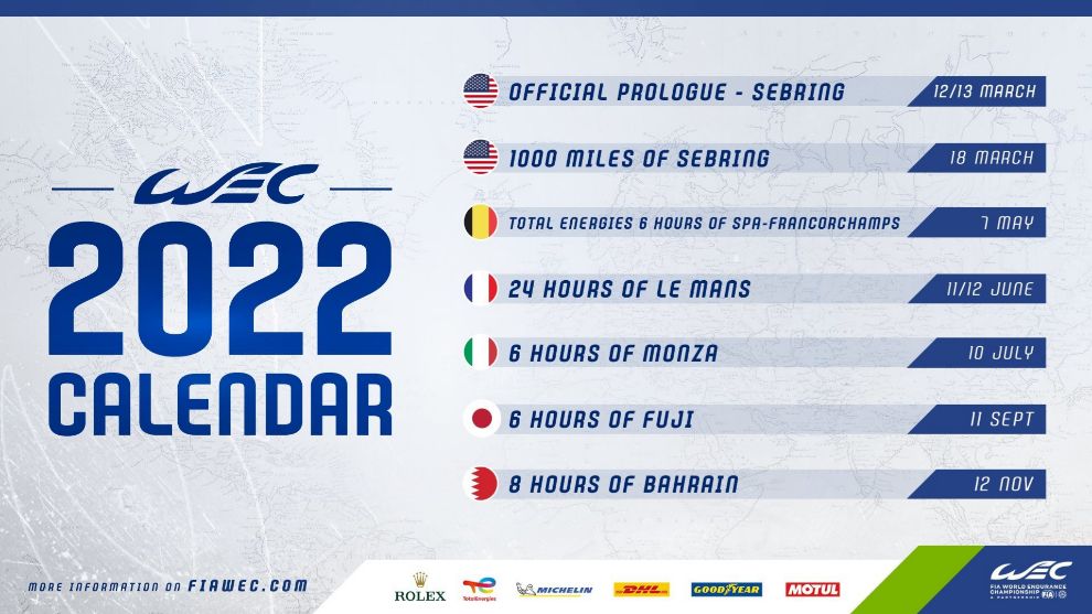 Calendario WEC 2022 - Mundial de resistencia - 24 Horas de Le Mans