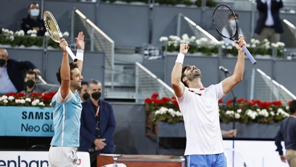 Horacio Zeballos y Marcel Granollers durante el pasado Mutua Madrid Open.