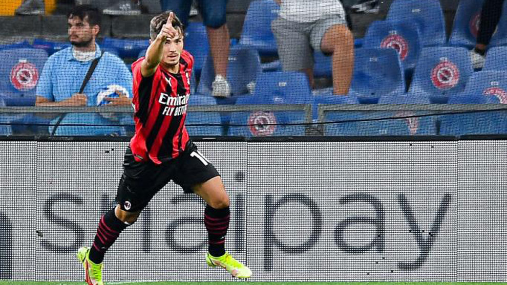 Brahim celebra su gol a la Sampdoria.